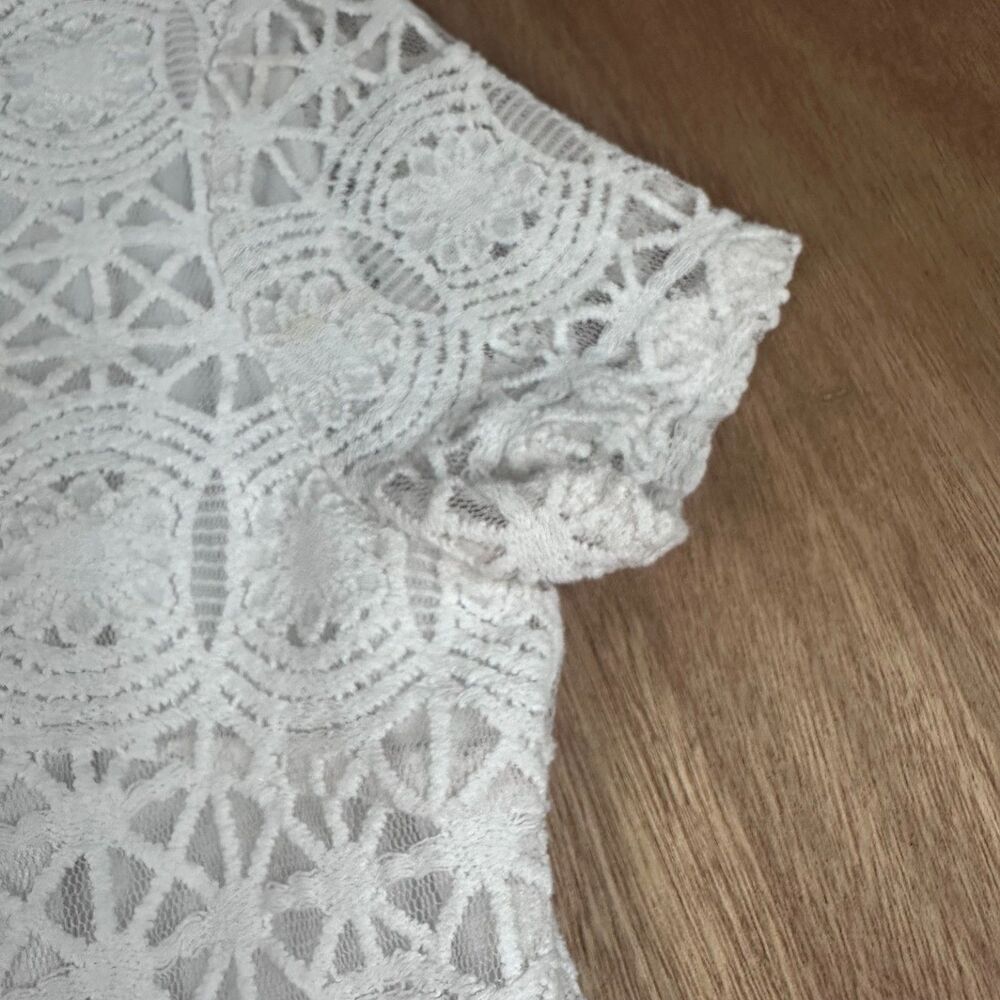 Lulus White Crochet Lace Dress Small Bridal Shower Graduation Mini - Picture 2 of 5